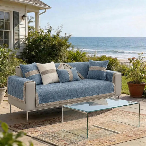 All-Season Modern Tweed Woven Chenille Anti-Slip Outdoor Sofa Cover