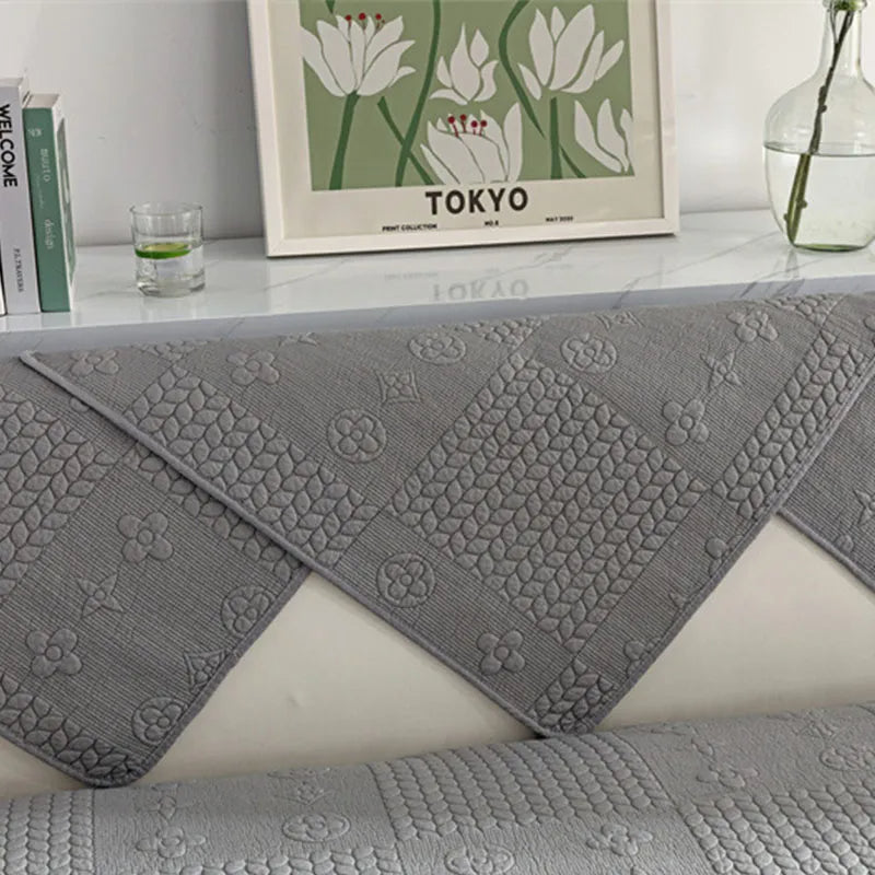 3D Wheat Embroidery Washable Cotton Non-Slip Anti-pet Scratch Sofa Cover