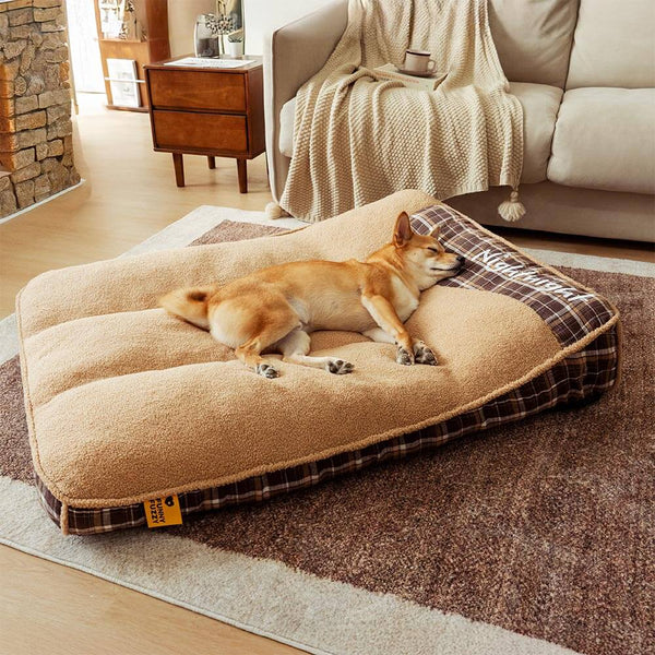 Lit pour chien rectangulaire orthopédique moelleux extra large en peluche lavable - Nuit-nuit