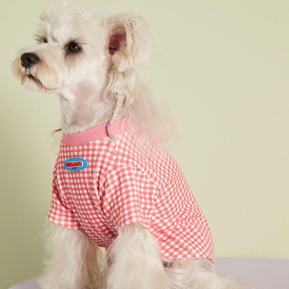 Vêtements d'été pour chiens de compagnie, T-shirt à carreaux multicolore en option, couleur bonbon, style fin, à la mode