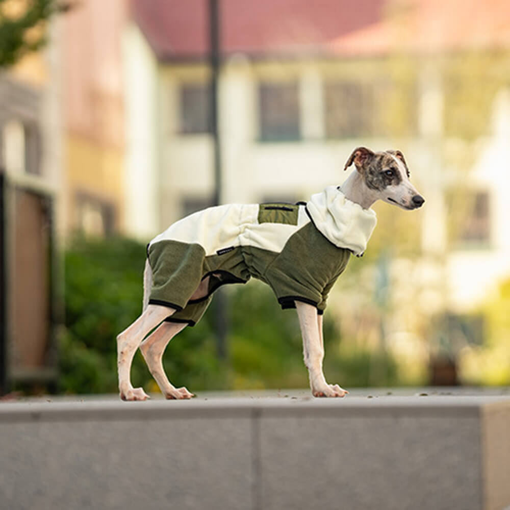 Combinaison pour chien en polaire à couverture complète avec collier amovible