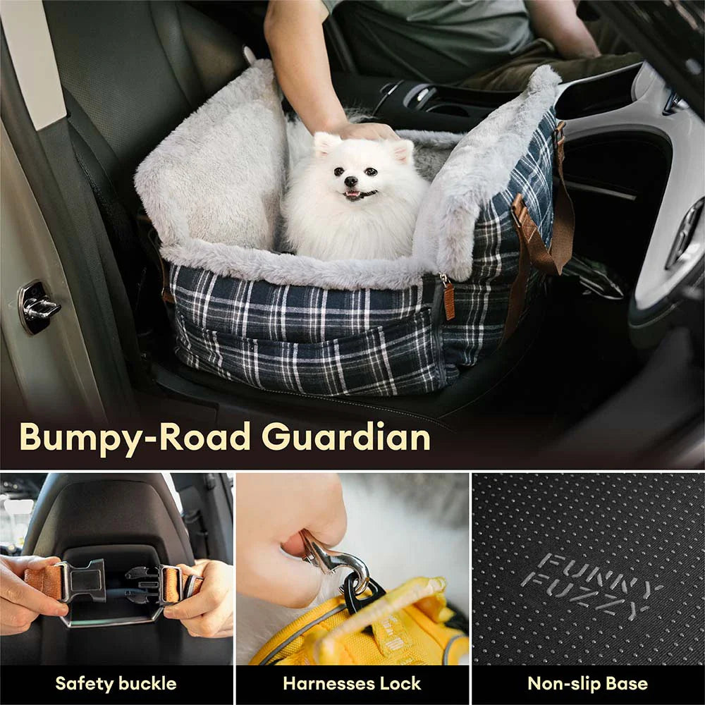 3 in 1 Fluffy Warmth Safe Dog Booster Car Seat Bed - Winter Cruiser