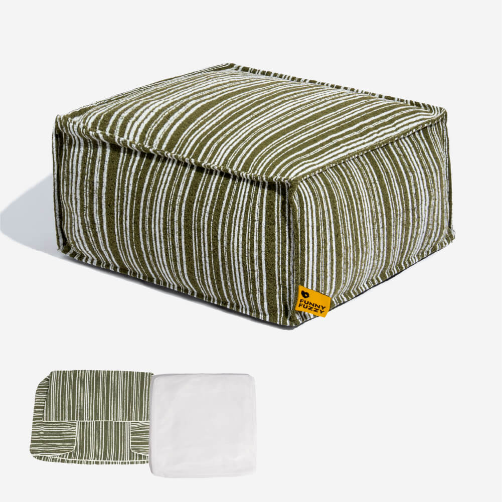 Sustainable Storage Pouf Ottoman & Dog Bed - Funnyfuzzy SnugNest