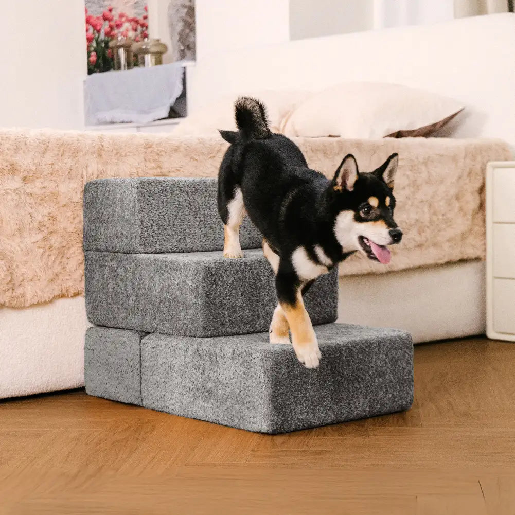 Chenille Durable Scratch-Resistant Foldable Blocks Multi-Level Dog Stairs