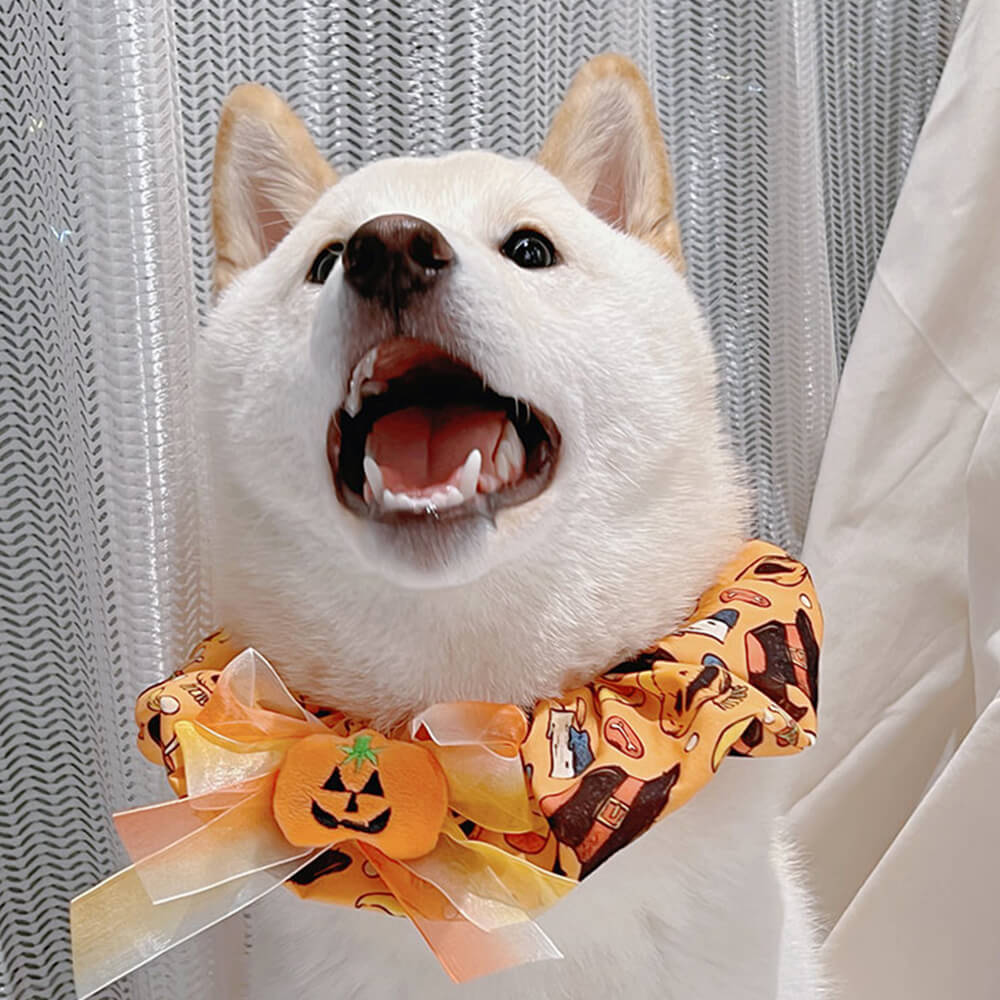 Cute Pumpkin Ruffled Halloween Dog Bandana Scarf