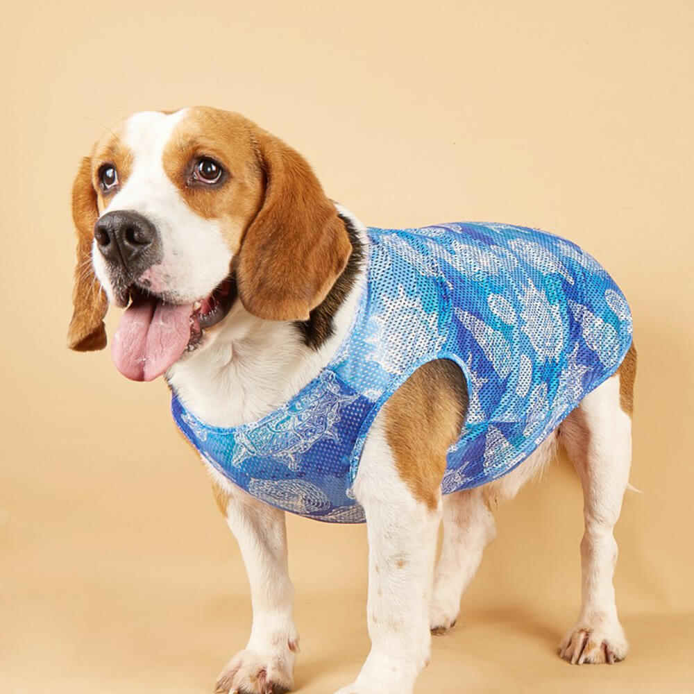 Cool Feeling Seahorse Ripple Print Vest Pet Clothes