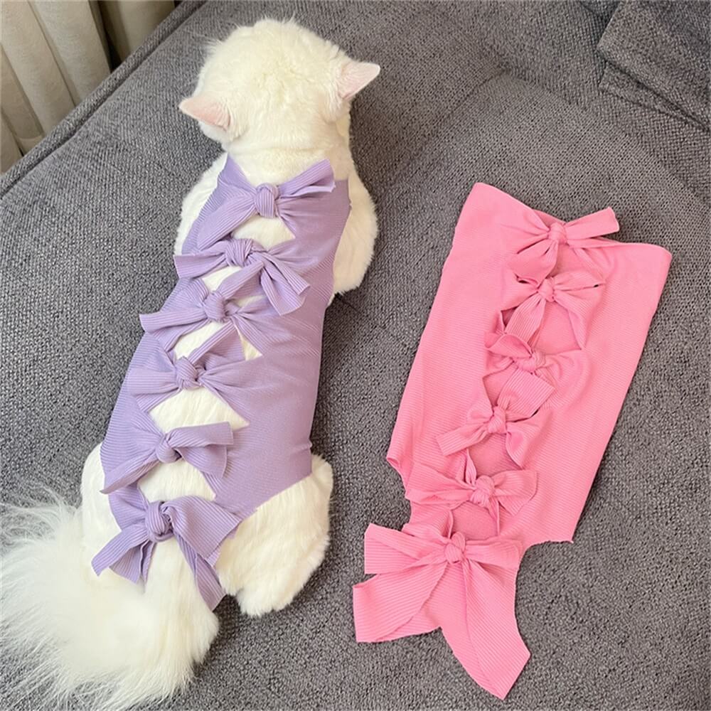 Bowknot Back-Tie Cat Dress - Elegant and Adorable Pet Outfit