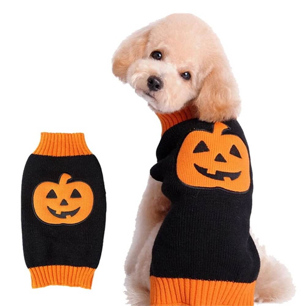 Pull pour animaux de compagnie d’Halloween | Vêtements chauds et confortables pour chiens à motif d'Halloween