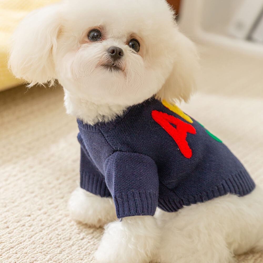 Colorful Apple Knit Dog Sweater