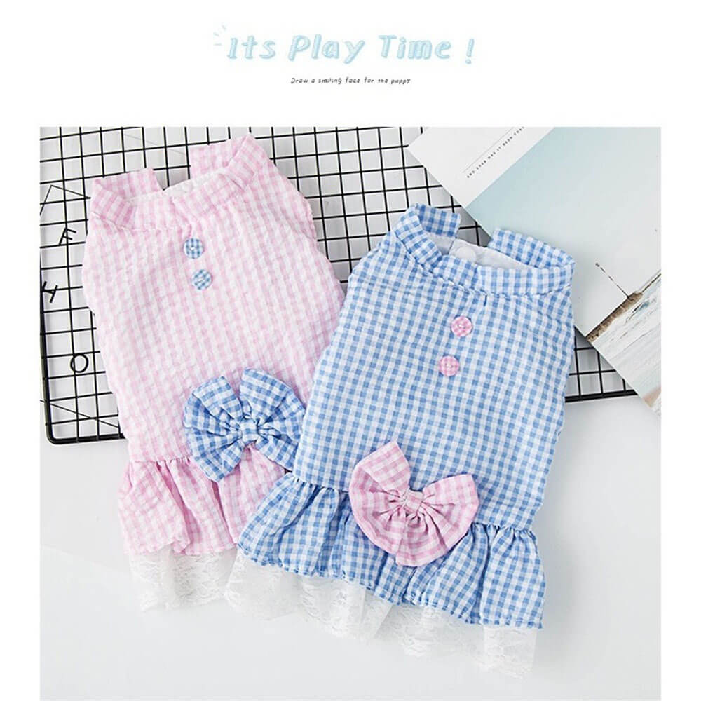 Playful Gingham Dog Dress – Perfect for Stylish Outings