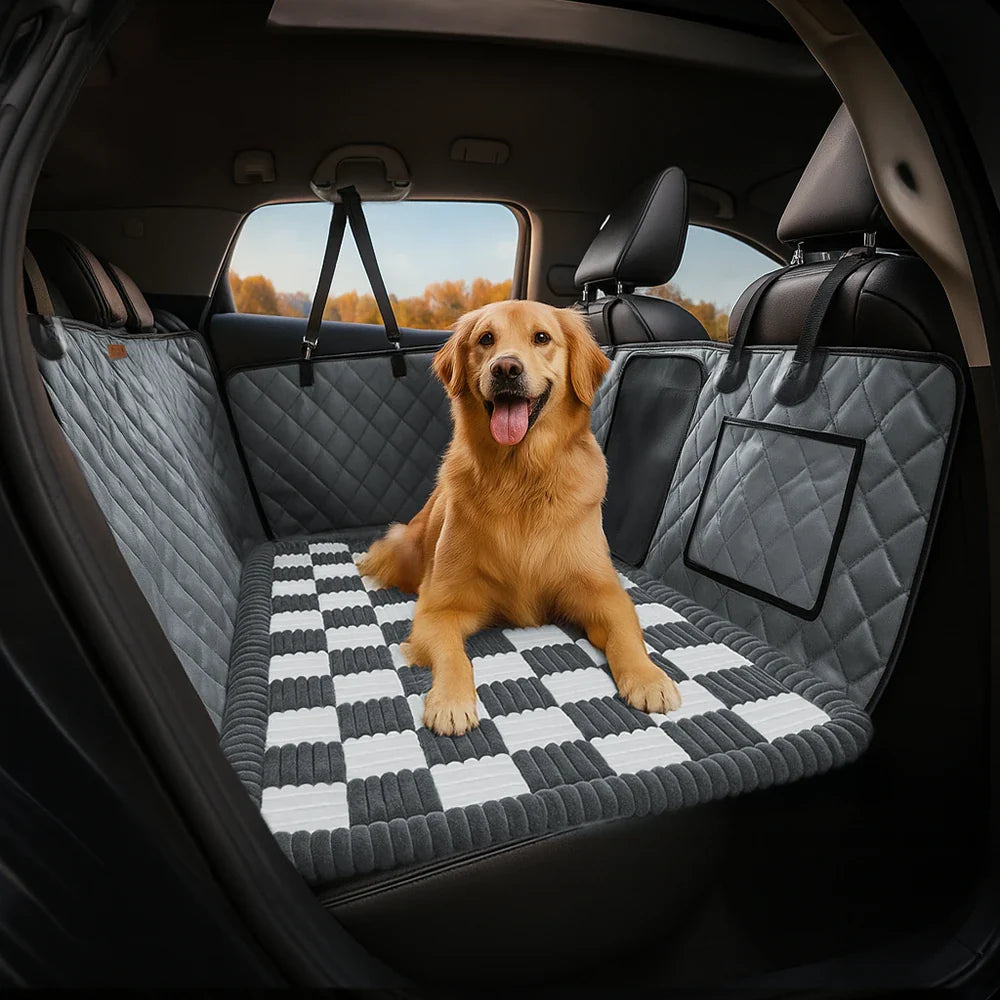 Premium Faux Leather Water-repellent Hammock Dog Car Seat Cover - RideProtector