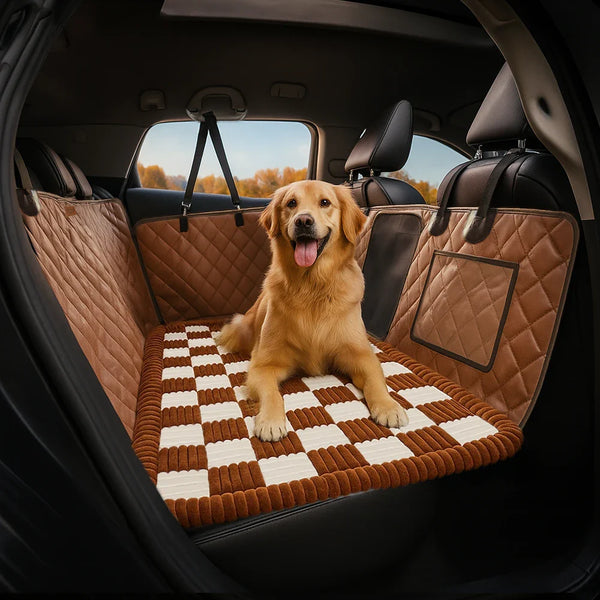 Cozy Plaid Non-Slip Dog Bed Mat for Car Seat Extender