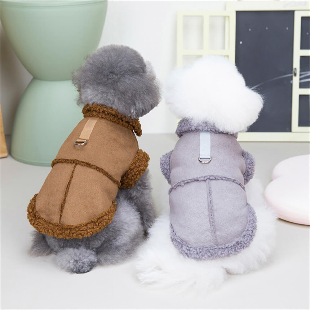 Veste pour chien en peau de mouton – Vêtements d'extérieur d'hiver chauds et élégants