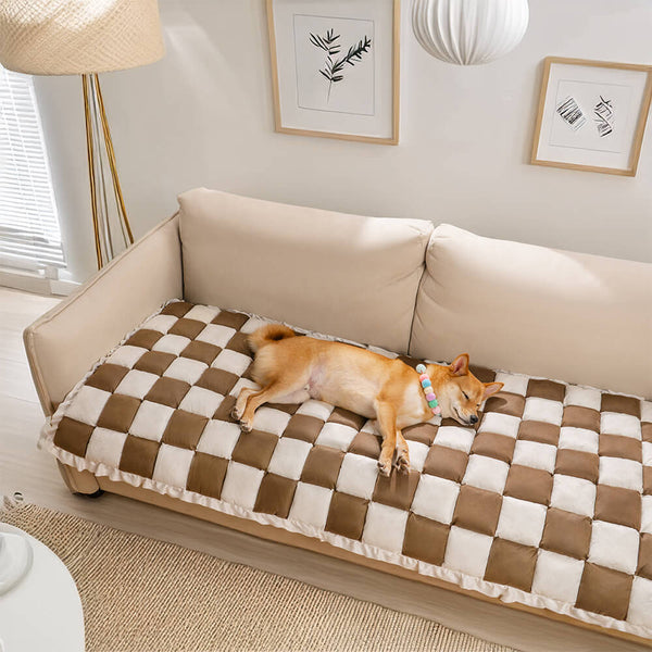 Cozy Plaid Patchwork Pet Mat Furniture Protector Sofa Cover