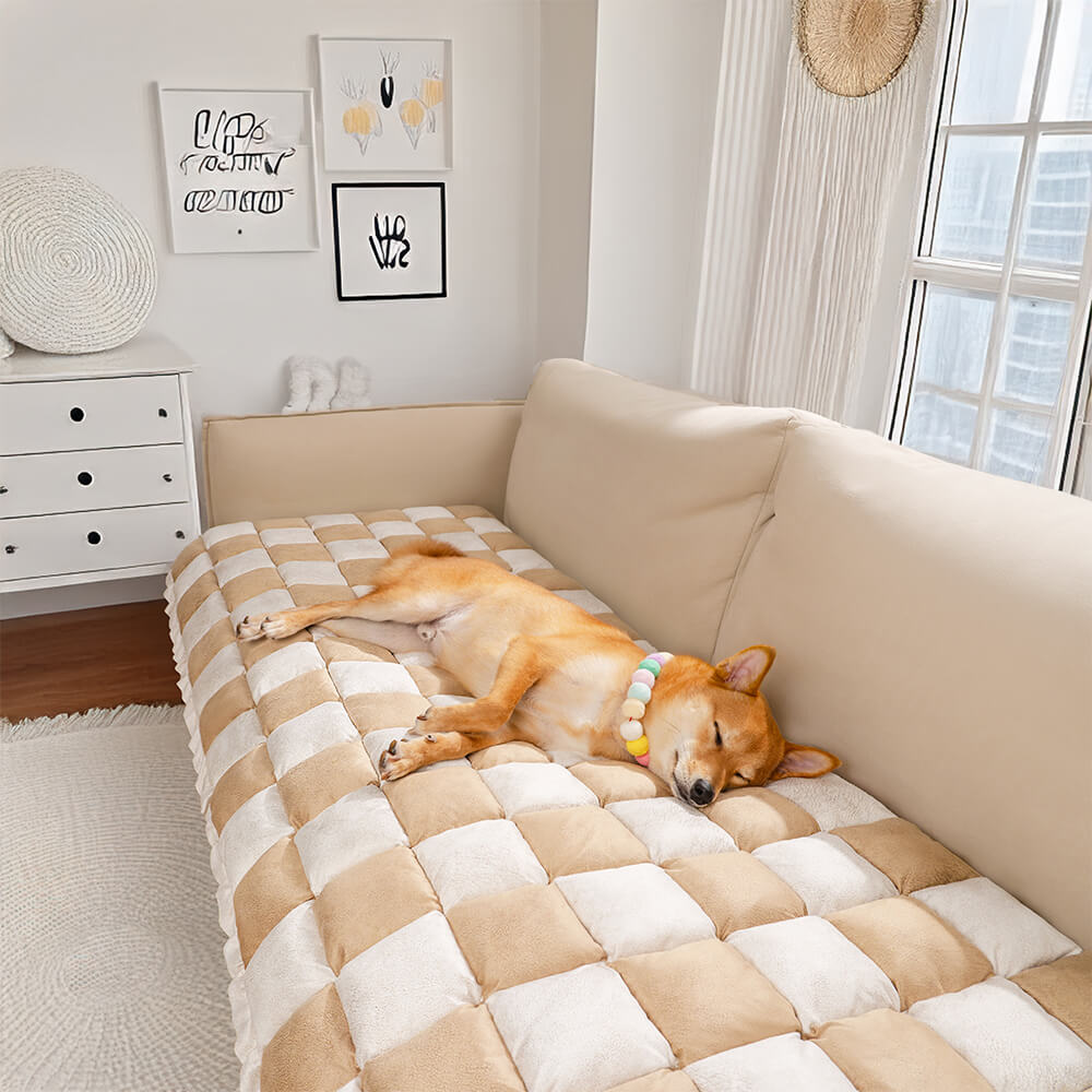 Cozy Plaid Patchwork Pet Mat Furniture Protector Sofa Cover
