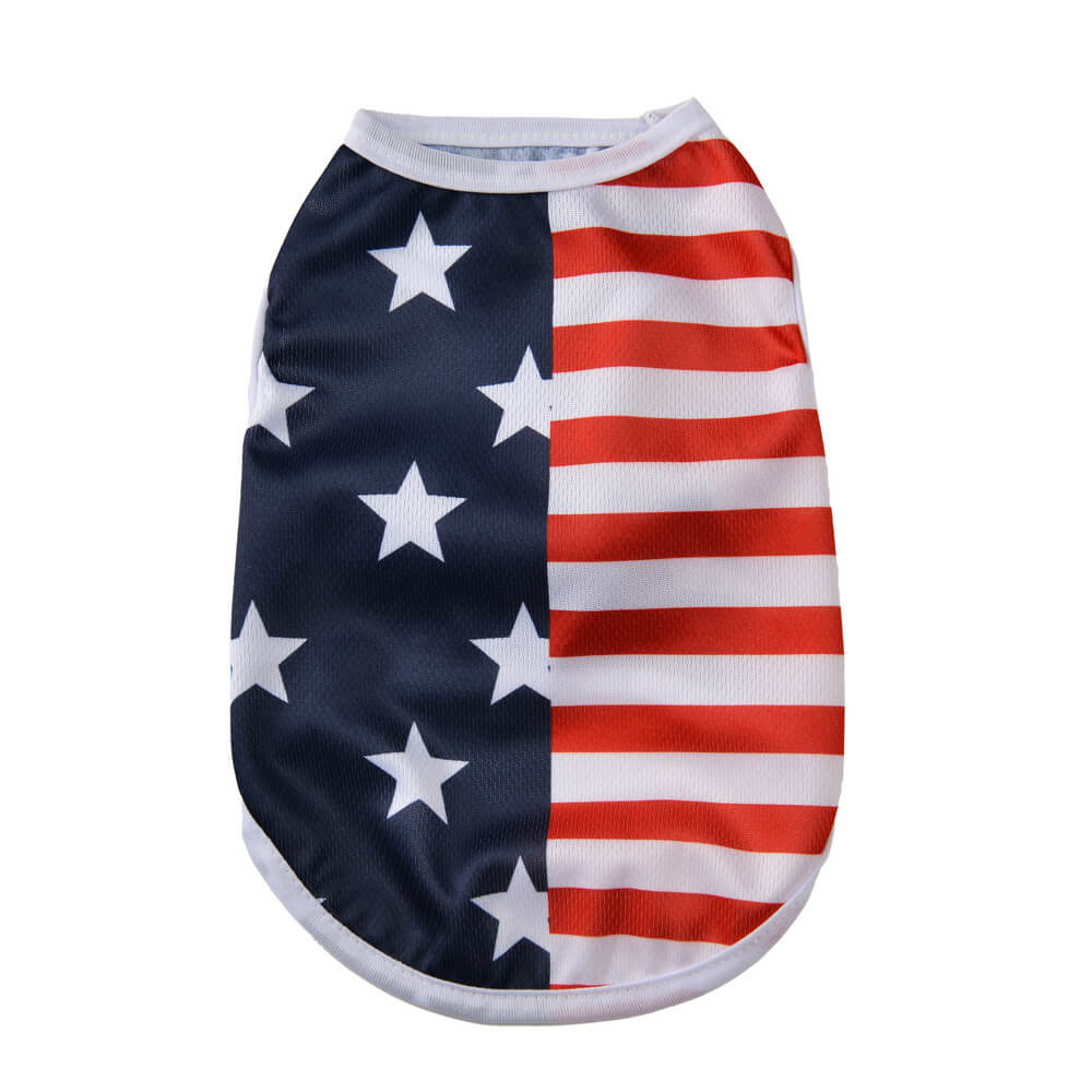 American Flag Dog Clothes Lightweight Breathable Cooling Dog T-Shirt