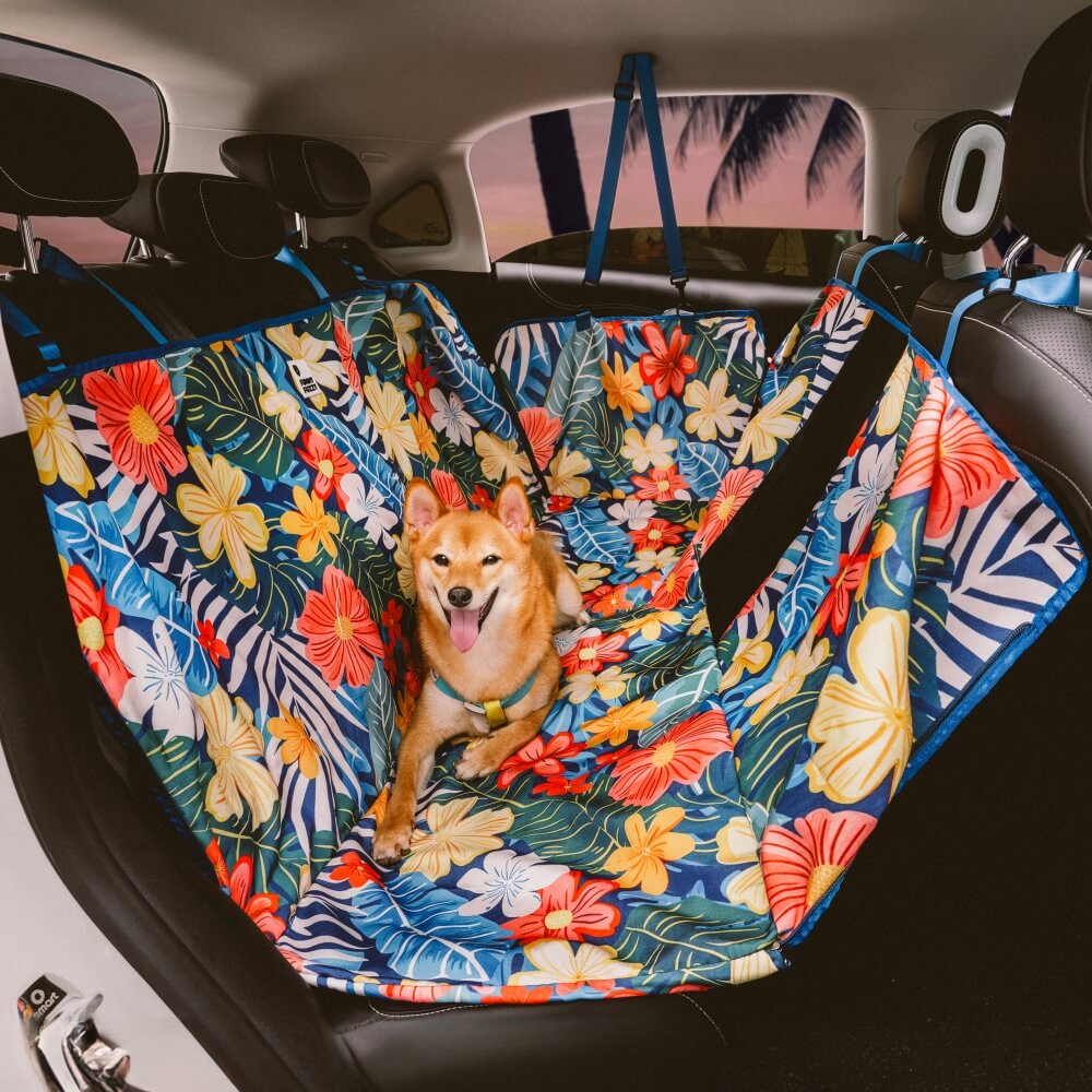 Areca Palm Print Waterproof Dog Car Back Seat Cover - Tropical Charm