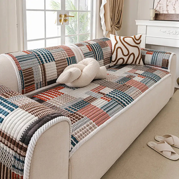 Artistic Line Quilted Comfortable Sofa Protection Non-Slip Sofa Cover