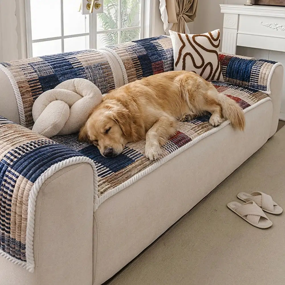 Artistic Line Quilted Comfortable Sofa Protection Non-Slip Sofa Cover