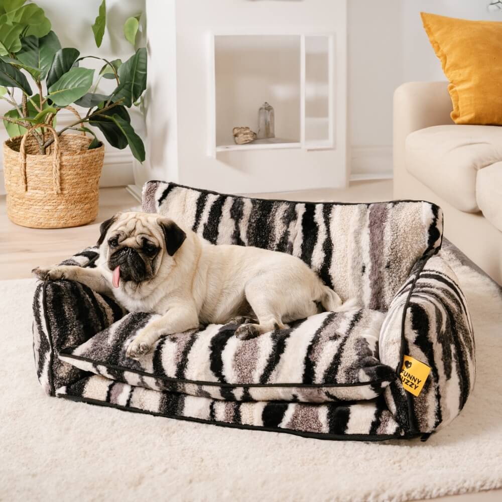 Trendy Striped Faux Lambswool Double Layer Dog & Cat Sofa Bed - Outdoor