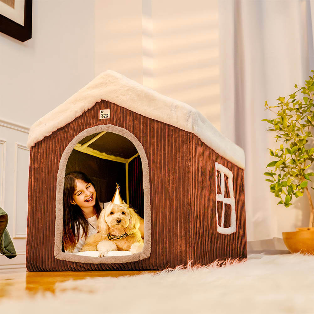 Maison de neige en pain d'épice, tente pour animaux de compagnie, grande maison détachable pour chien