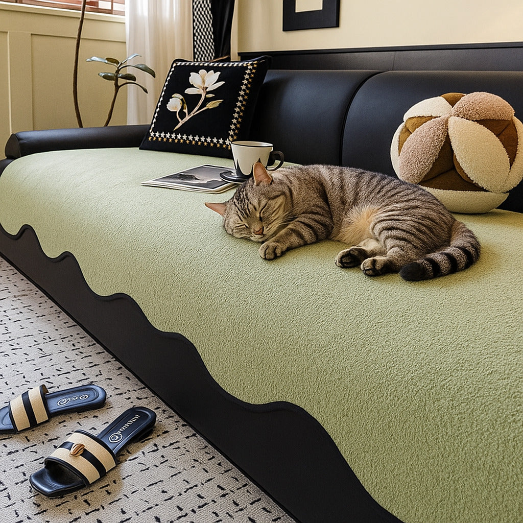 Water-repellent Teddy Fleece Non-Slip Straight Outdoor Sofa Cover