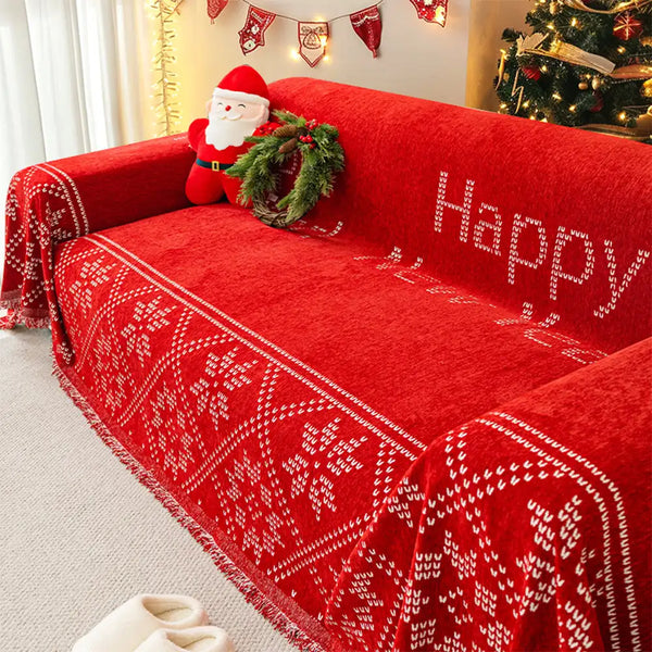 Christmas Decoration Chenille Wear-Resistant Sofa Blanket Sofa Cover