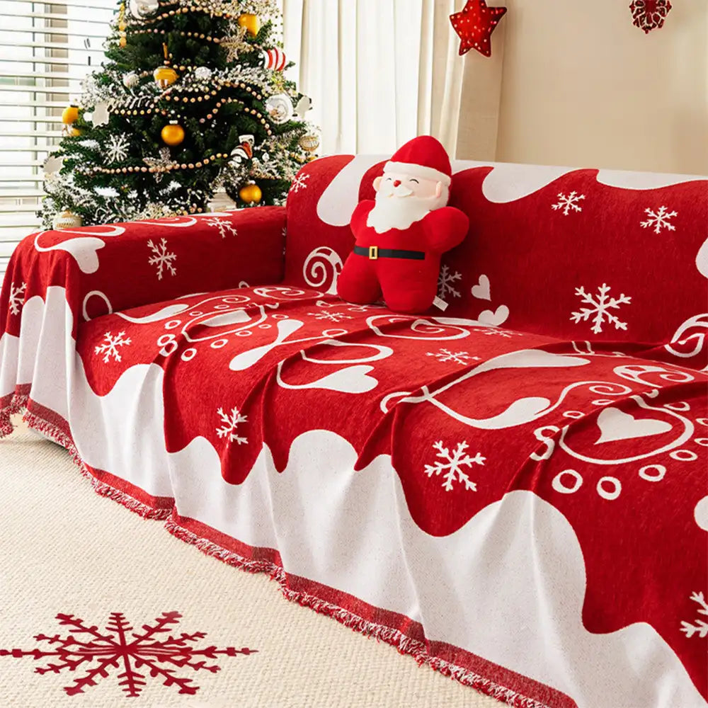 Christmas Decoration Chenille Wear-Resistant Sofa Blanket Sofa Cover