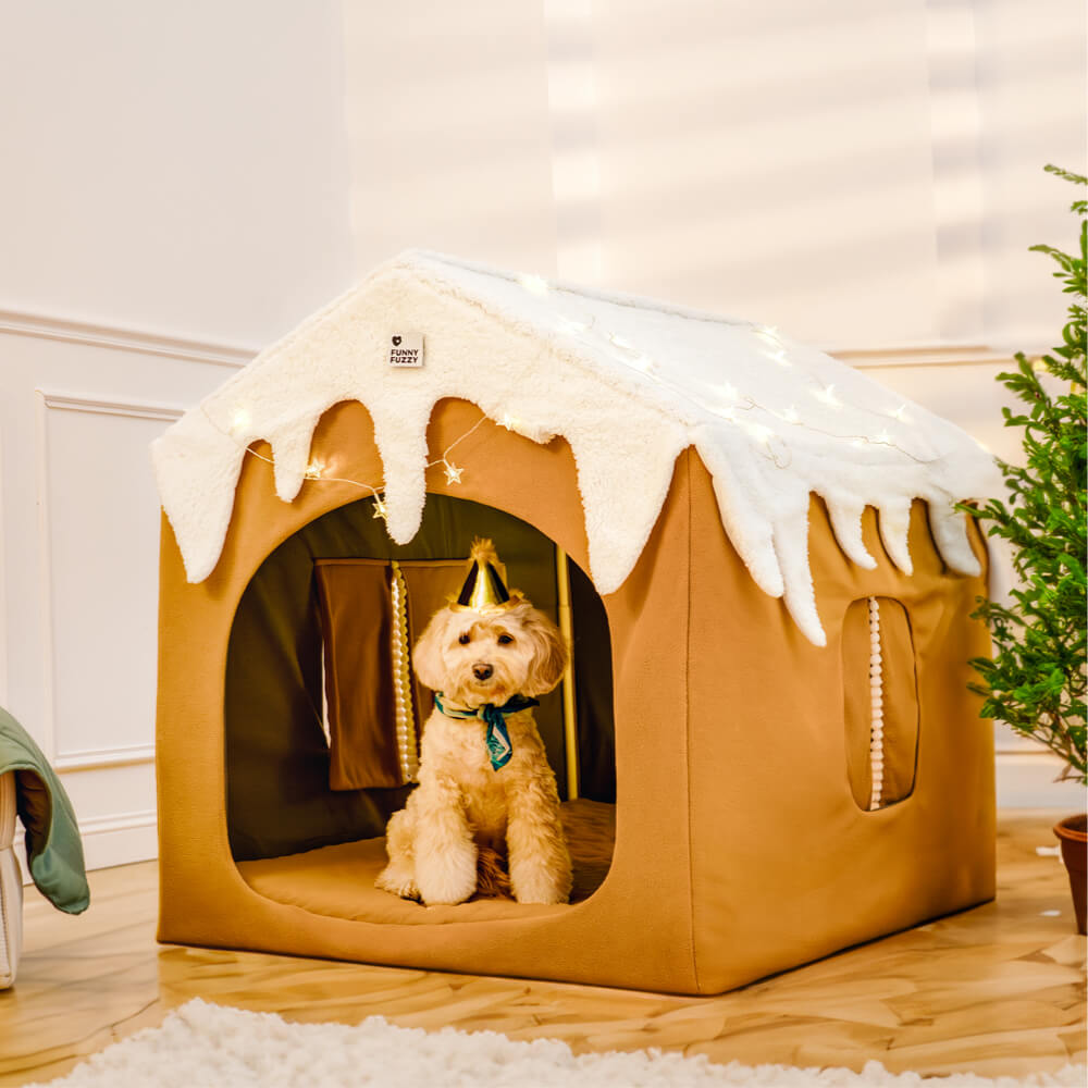 Gingerbread Snow House Pet Tent Detachable Large Dog House