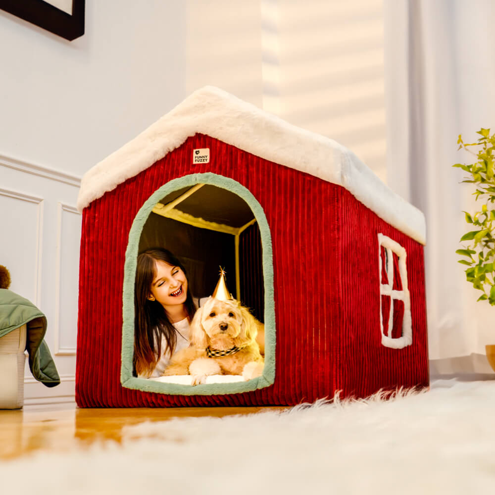 Maison de neige en pain d'épice, tente pour animaux de compagnie, grande maison détachable pour chien