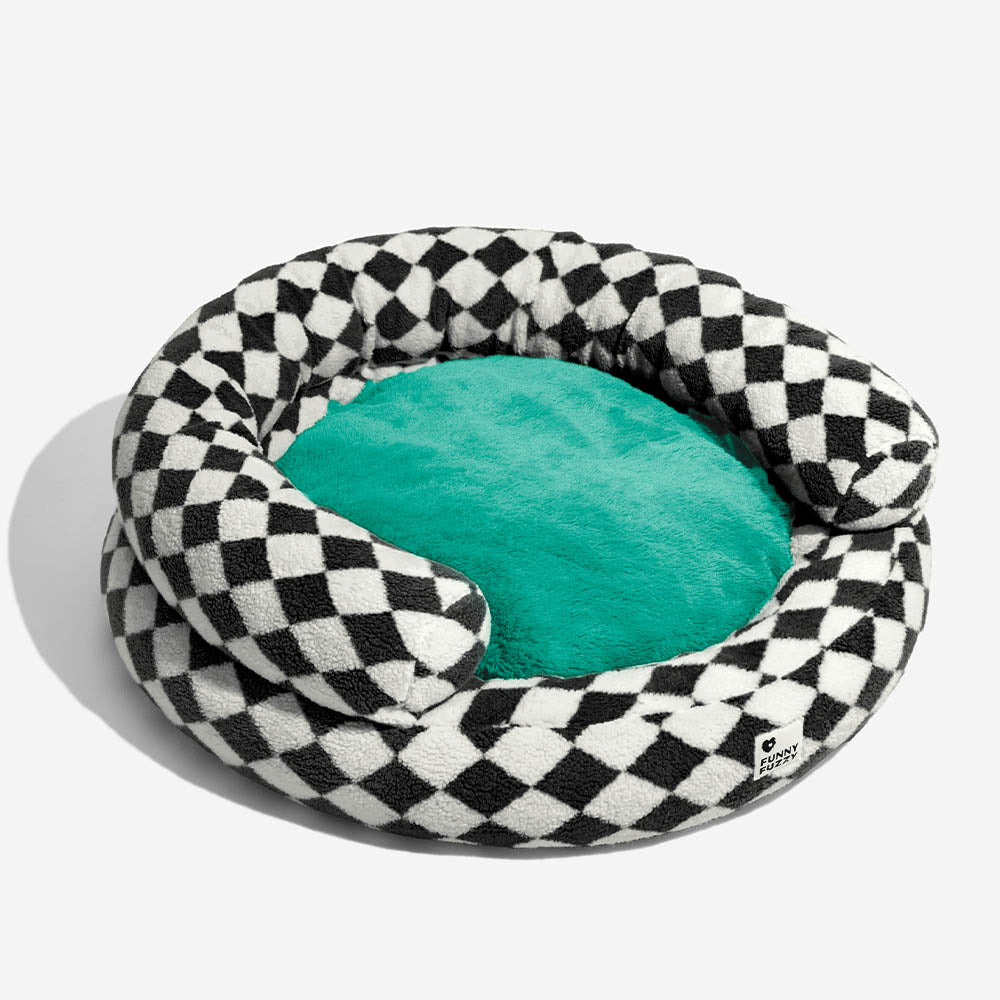 Classic Argyle Washable Bolster Donut Dog Bed - Cozy Haven