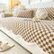Classic Checkerboard Plush Comfortable Scratch-Resistant Non-Slip Sofa Cover