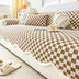 Classic Checkerboard Plush Comfortable Scratch-Resistant Non-Slip Sofa Cover