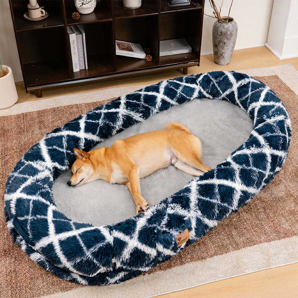Luxury Super Large Sleep Deeper Oval Bed Human Dog Bed - FUNNYFUZZY