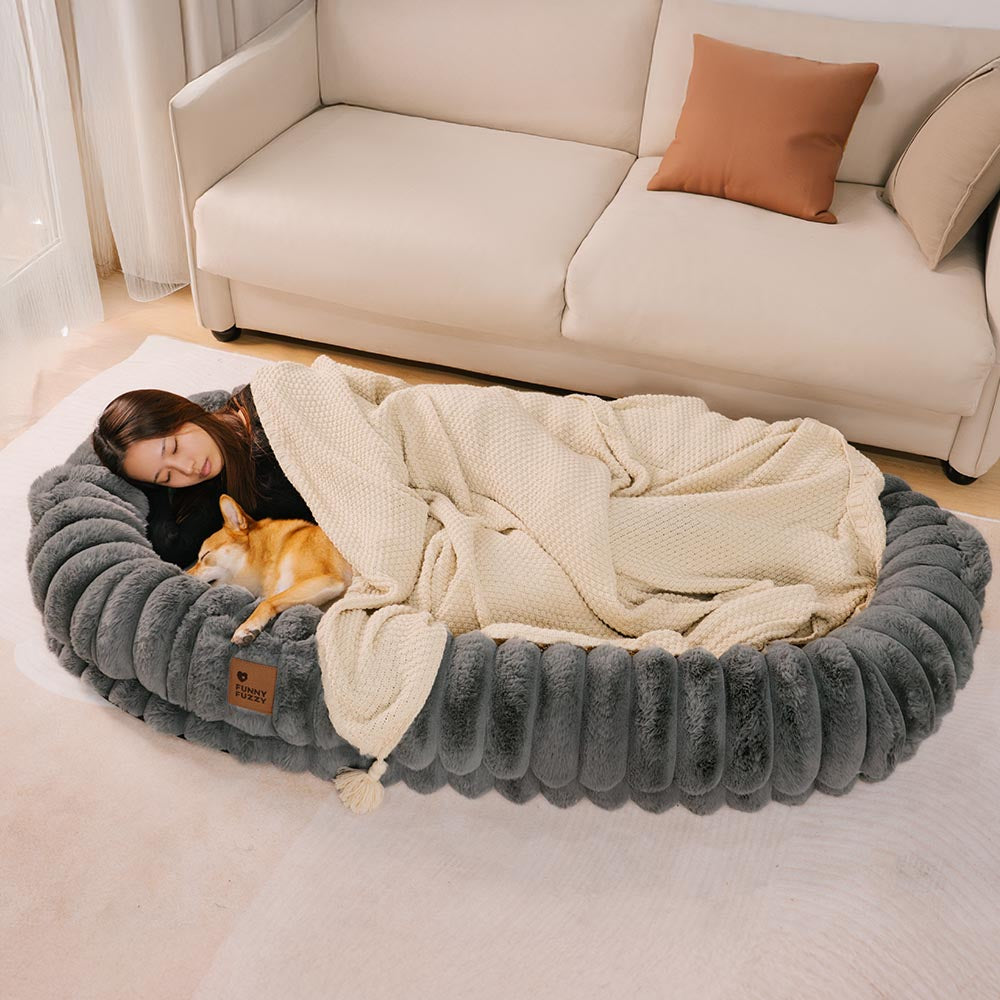 Classic Fluffy Super Large Donut Human Dog Bed - Cuddle Cradle