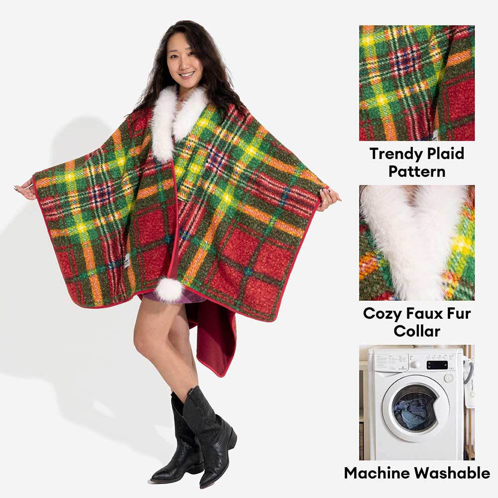 Classic Plaid Warmth Human & Dog Poncho - Festive Companions