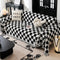 Color Block Checkerboard Fringe Trim Sofa Blanket Sofa Cover