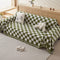 Color Block Checkerboard Fringe Trim Sofa Blanket Sofa Cover