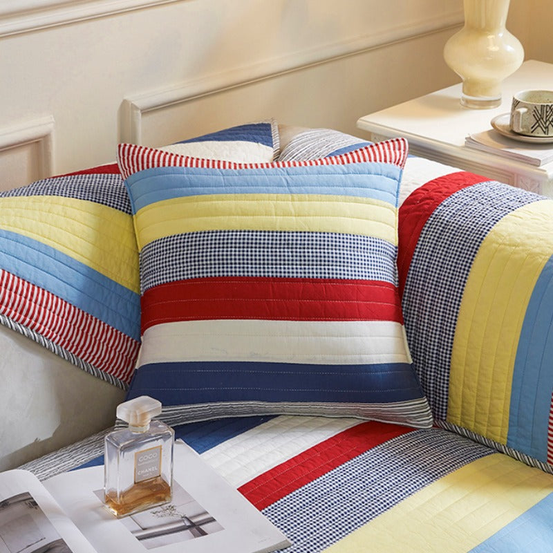 Colorful Striped Quilted Sofa Chic Protector Comfort Couch Cover