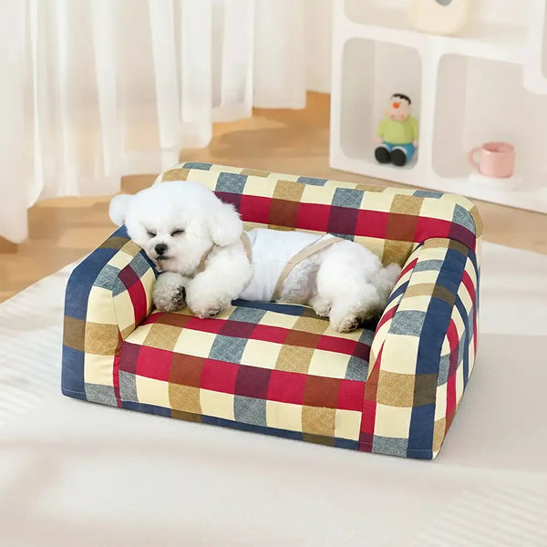 Cotton Canvas Fabric Breathable Scratch-Resistant Dog Sofa Bed