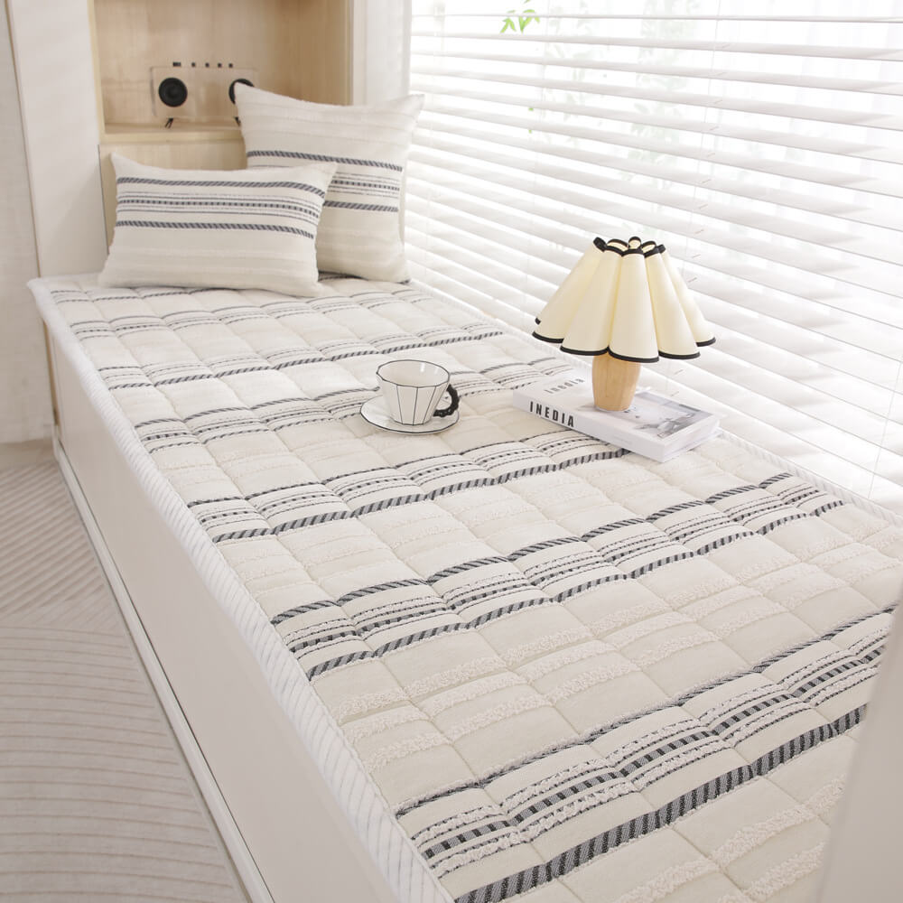 Cozy Chenille Striped Plush Sofa Protector Pet Mat Non-slip Sofa Cover