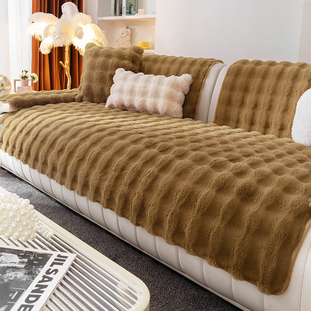 Cozy Plush Solid Colour Non-slip Sofa Cover