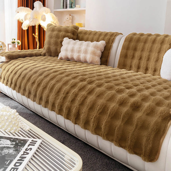 Cozy Plush Solid Colour Non-slip Sofa Cover