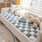 Cream-colored Large Plaid Square Fuzzy Pet Mat Bed Sofa Cover