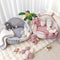Cream Pink Fluffy Cozy Washable Dog & Cat Sofa Bed
