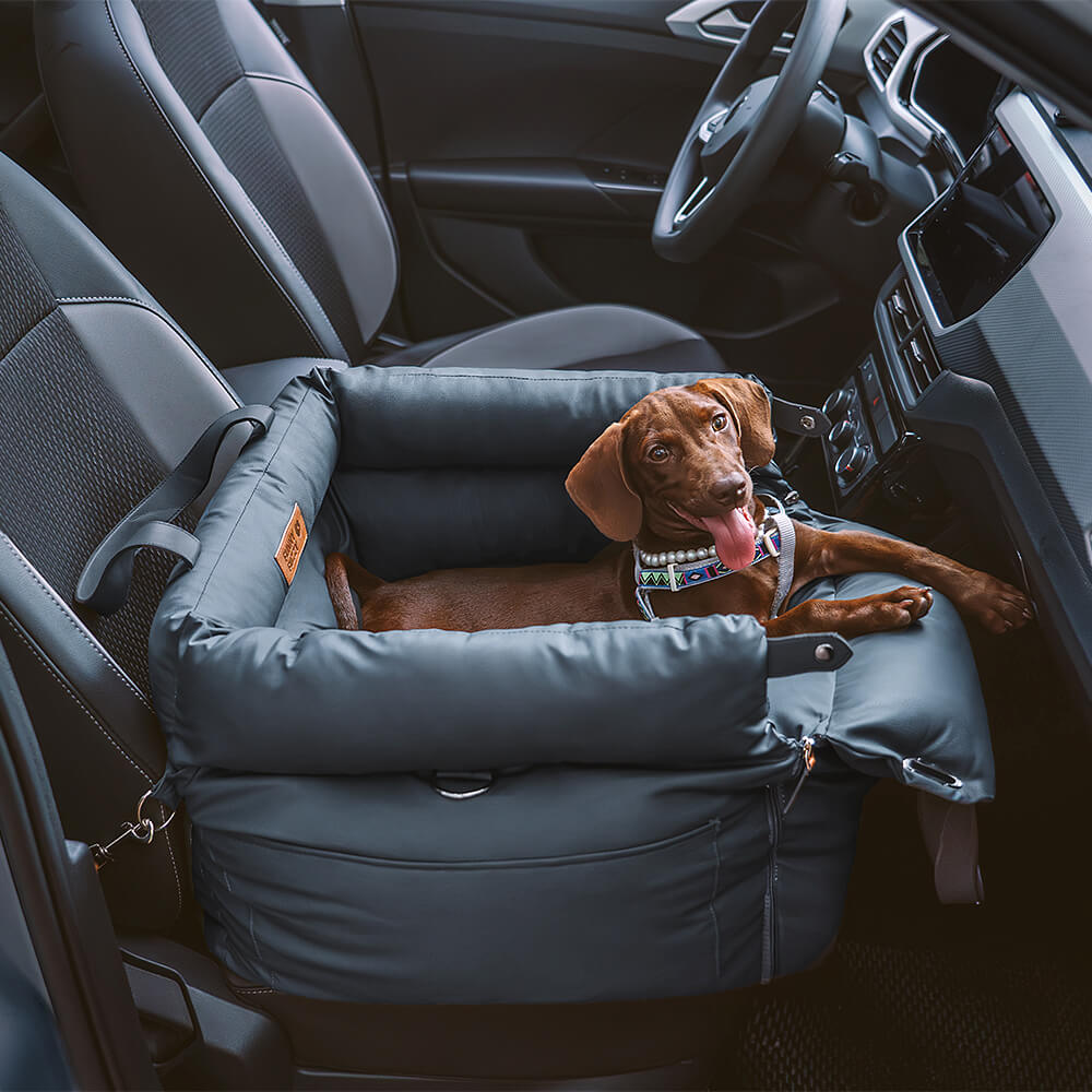 Deluxe Faux Leather Dog Car Seat Booster Bed Urban Voyager Large Abyss Blue Standard