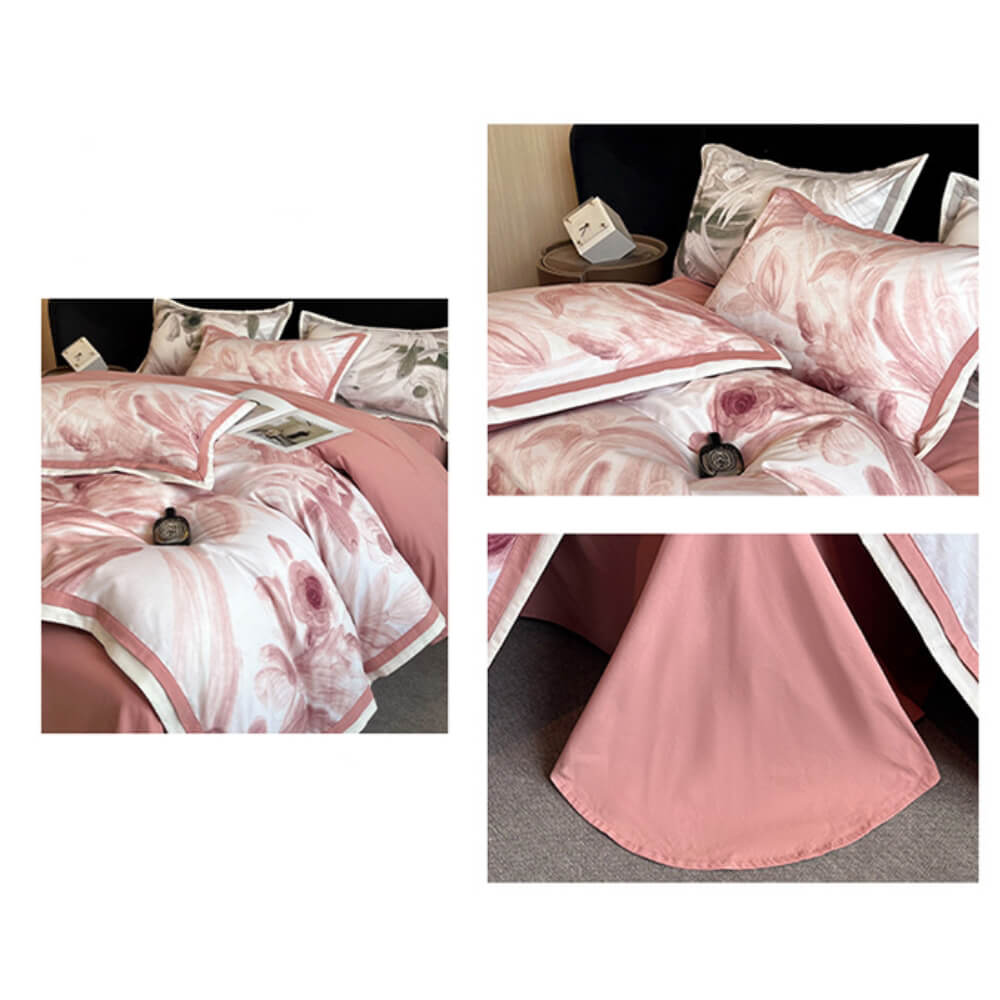 Elegant Floral Skin-friendly Brushed Cotton Bed Sheet Set