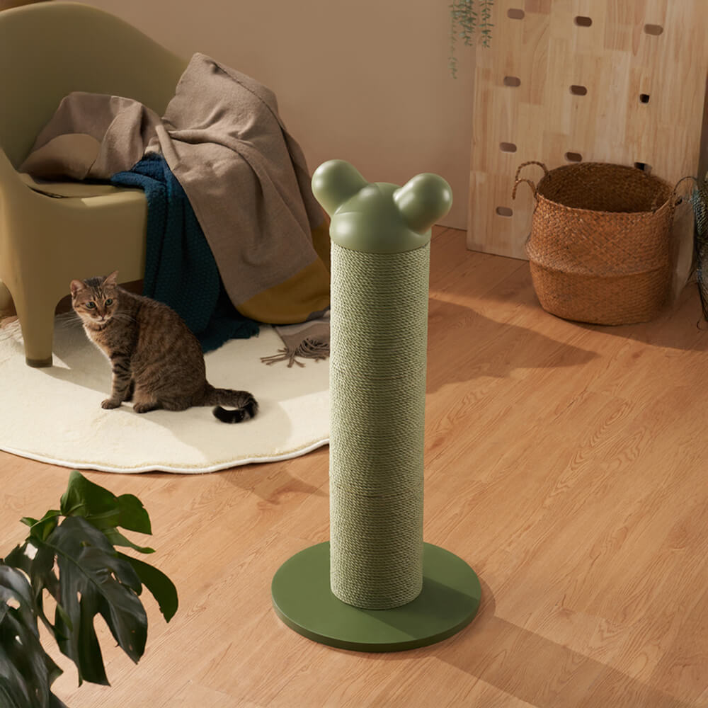 Bear-Ear Design Durable Paper-Rattan Large Cat Scratching Post