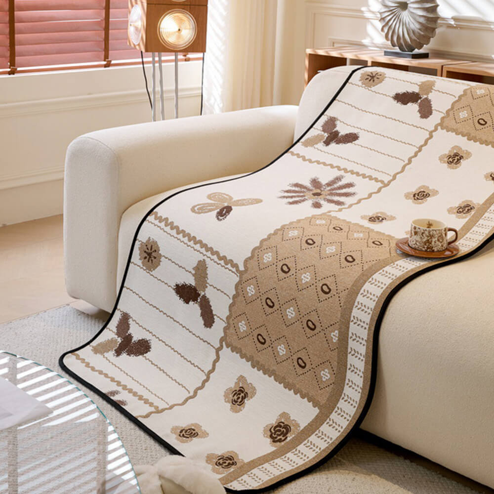 Chenille Scratch-resistant Fabric Pastoral Style  Irregular Shaped Non-slip Sofa Cover