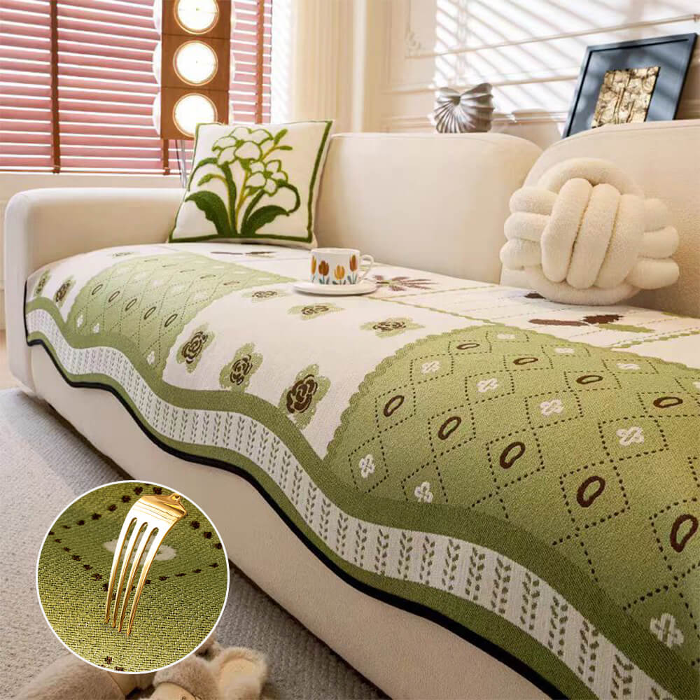 Chenille Scratch-resistant Fabric Pastoral Style  Irregular Shaped Non-slip Sofa Cover